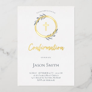 Invitation En Aluminium détails or élégant Confirmation