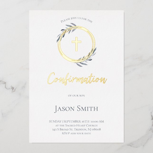 Invitation En Aluminium détails or élégant Confirmation (Recto)