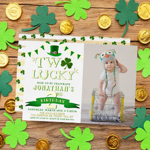 Invitation En Aluminium Deux chanceux Saint-Patrick 2e anniversaire réel