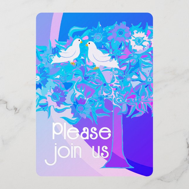 Invitation En Aluminium Deux Doses Blanches Style Art Déco (Recto)