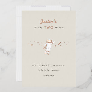 Invitation En Aluminium Deux La Moon Space Party Foil 2e anniversaire Invi