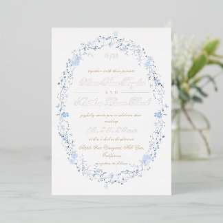 Invitation En Aluminium Devine Élégant Papier D'or Moderne Floral Mariage