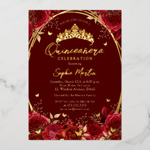 Invitation En Aluminium Diadème Papillon Fleur en Feuille de Métal Florale