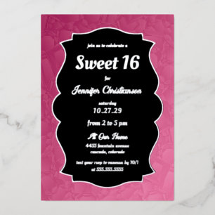 Invitation En Aluminium Diamants roses doux 16