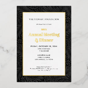 Invitation En Aluminium Dîner annuel d'affaires botanique noir élégant