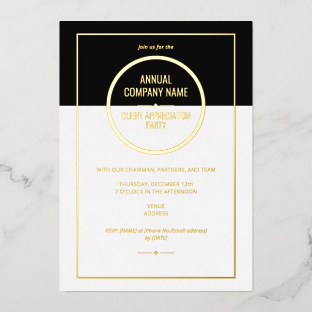 Invitation En Aluminium Dîner annuel d'appréciation de l'entreprise, fête  (Recto)