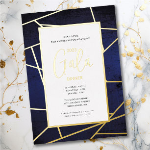 Invitation En Aluminium Dîner de gala d'entreprise Bleu Or Élégant