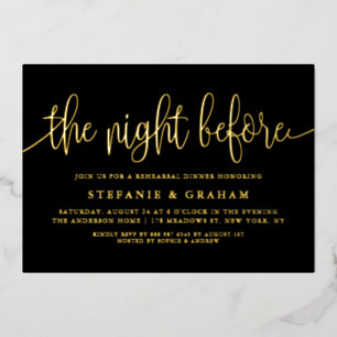 Invitation En Aluminium Dîner de répétition de Black The Night Before Scri
