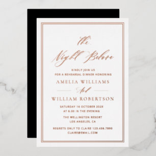 Invitation En Aluminium  Dîner de répétition de calligraphie or rose