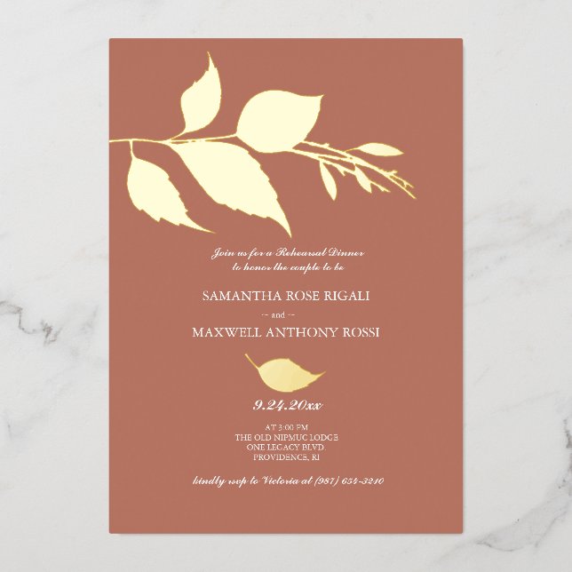 Invitation En Aluminium Dîner de répétition de mariage en terre cuite (Recto)