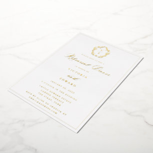 Invitation En Aluminium Dîner de répétition de monogramme de crête d'or vi