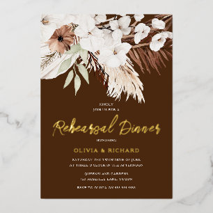 Invitation En Aluminium Dîner de répétition d'or floral bohème élégant