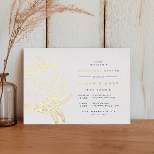 Invitation En Aluminium Dîner de répétition du crabe nautique Gold Foil