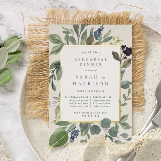 Invitation En Aluminium Dîner de répétition Eucalyptus & Sage (Créateur téléchargé)