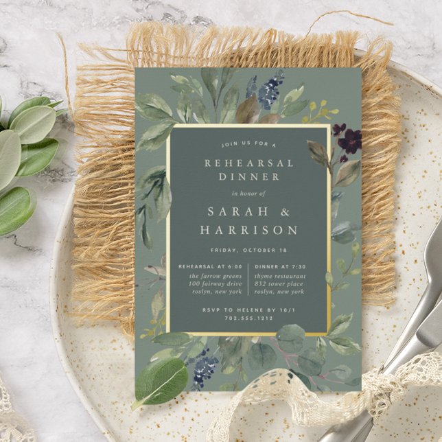Invitation En Aluminium Dîner de répétition Eucalyptus & Sage (Créateur téléchargé)