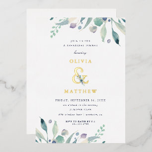 Invitation En Aluminium Dîner de répétition Mariage Floral de luxe