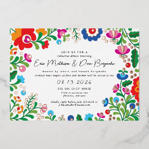 Invitation En Aluminium Dîner de répétition Mariage mexicain Broderie I