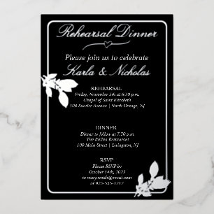Invitation En Aluminium Dîner de répétition noire Fleurs de tulipes