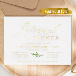 Invitation En Aluminium Dîner de répétition Rustique Gold Foil