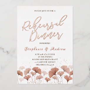 Invitation En Aluminium Dîner de répétition Terracotta Foliage Rose Or