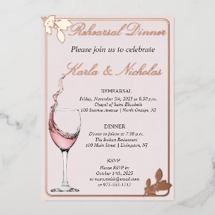 Invitation En Aluminium Dîner de répétition Toast floral, rose