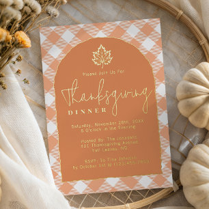 Invitation En Aluminium Dîner de Thanksgiving à carreaux orange Épice de c