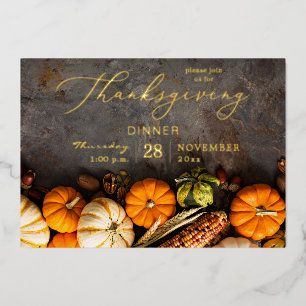 Invitation En Aluminium Dîner de Thanksgiving Citrouilles