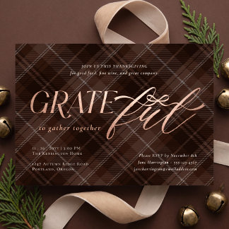 Invitation En Aluminium Dîner de Thanksgiving reconnaissant avec un élégan