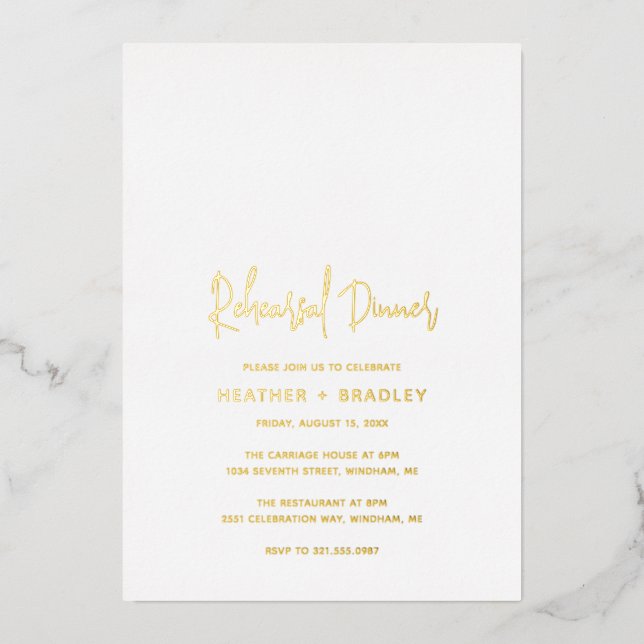Invitation En Aluminium Dîner minimaliste de répétition Mariage moderne (Recto)