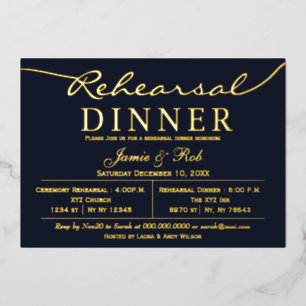 Invitation En Aluminium Dîner simple Elegant Luxe Marine Gold Rehears 