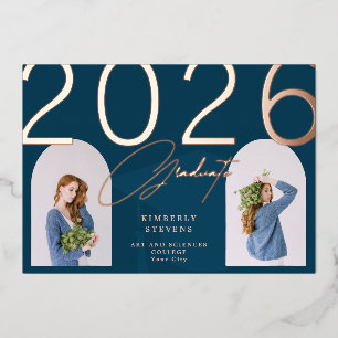 Invitation En Aluminium diplômé 2023 élégant minimaliste personnalisé 2 ph