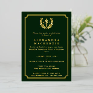 Invitation En Aluminium Diplôme de Docteur en Médecine Asclepius vert fonc