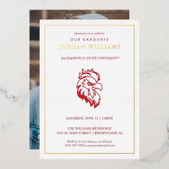Invitation En Aluminium Diplômé de l'Université d'État de Jacksonville (Recto/Verso)