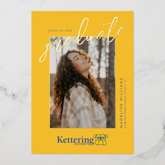 Invitation En Aluminium Diplômé de l'Université Kettering (Recto)