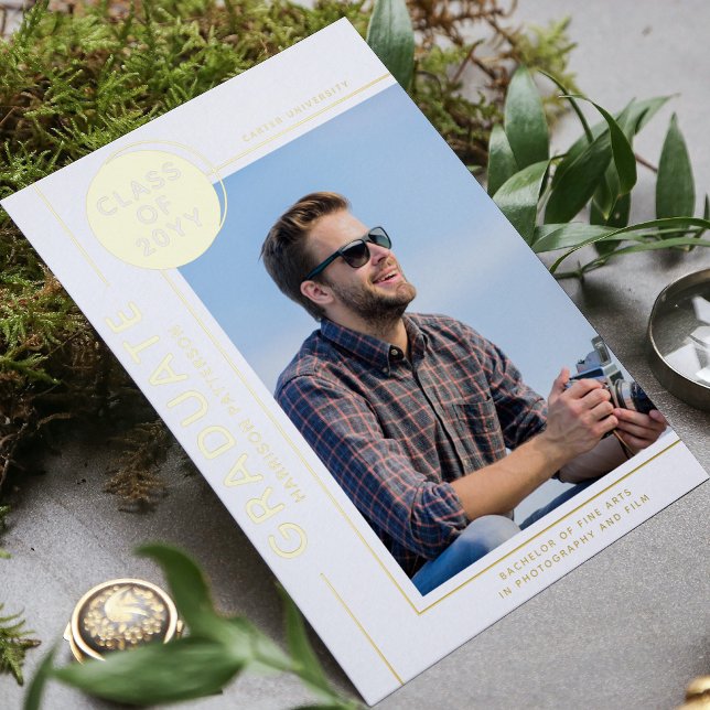 Invitation En Aluminium Diplôme de photo Script moderne Or (Créateur téléchargé)