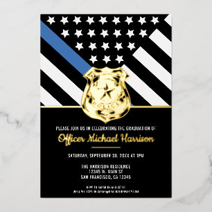 Invitation En Aluminium Diplôme de police Ligne bleue Indicateur Police