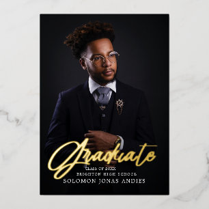 Invitation En Aluminium Diplôme d'études secondaires écriture moderne Phot