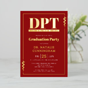 Invitation En Aluminium Diplôme Moderne DPT de Doctorat en Thérapie Physiq