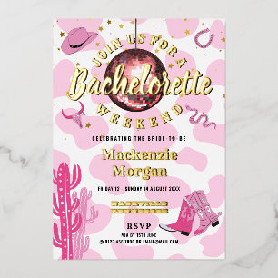 Invitation En Aluminium Disco Cowgirl Bachelorette Week-end