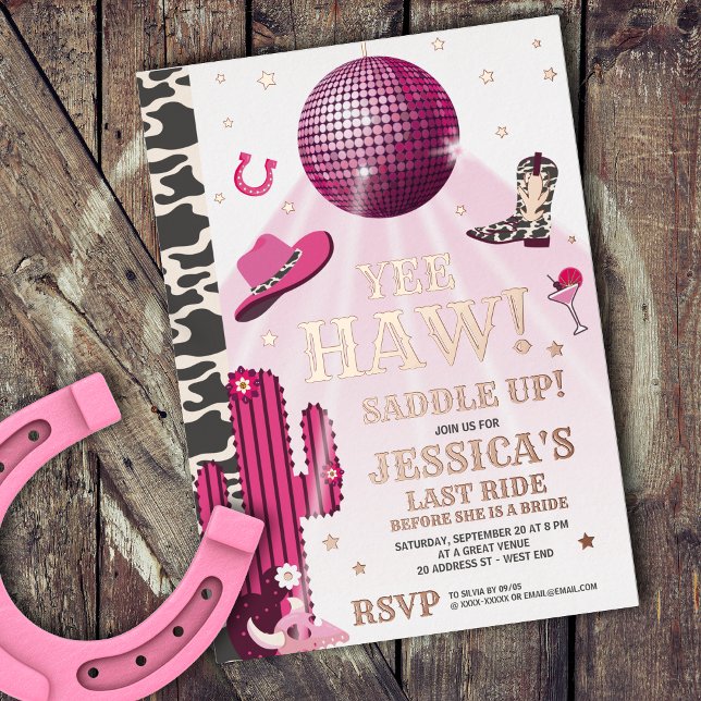 Invitation En Aluminium Disco Cowgirl Bachelorte Party (Créateur téléchargé)