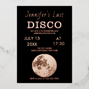 Invitation En Aluminium Discothèque rose or scintillant boule de Bride der