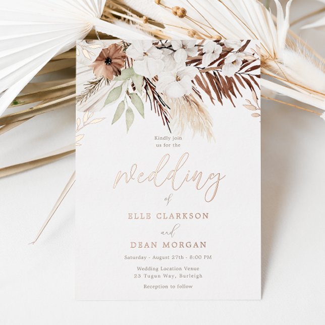 Invitation En Aluminium Divine Boho Floral Rose Gold Mariage (Créateur téléchargé)