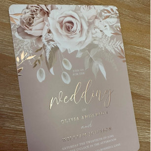 Invitation En Aluminium Divine Rose Poussiéreuse Blush Floral Mariage Rose