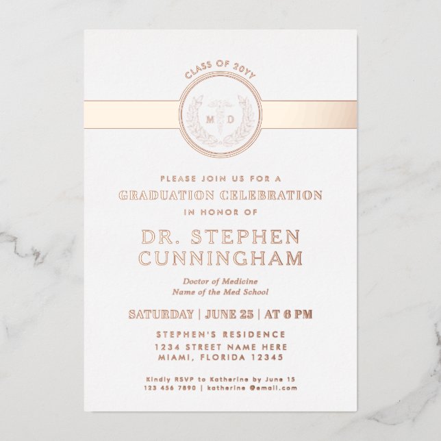 Invitation En Aluminium Docteur en médecine moderne Docteur en médecine Me (Recto)