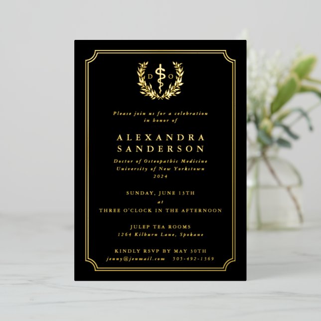 Invitation En Aluminium Docteur noir en médecine ostéopathique (Debout devant)
