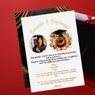 Invitation En Aluminium Donuts et Degrees Photo Graduation Party