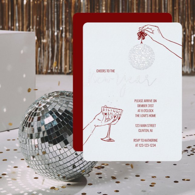 Invitation En Aluminium Doodle de la Soirée du Nouvel An (Créateur téléchargé)