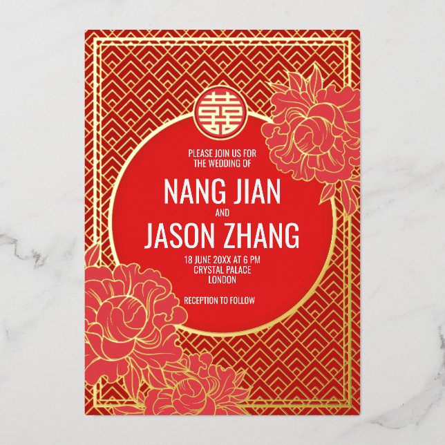 Invitation En Aluminium Double bonheur Camellias (Recto)