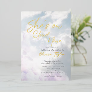 Invitation En Aluminium Douce Elle est sur un nuage 9 Élégante Baby Shower