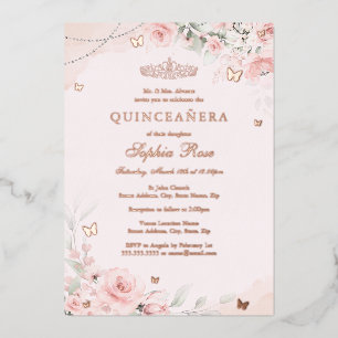 Invitation En Aluminium Douce Rose Pâle Papillon Quinceanera 15ème